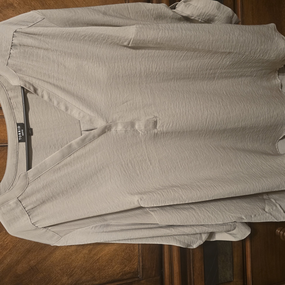 Cream V-Neck Blouse